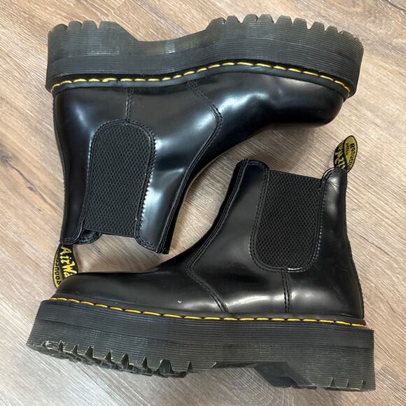 Dr. Martens Docs Quad 2976 Black Smooth Leather Platform Chelsea Boots Size 7 - Picture 6 of 9